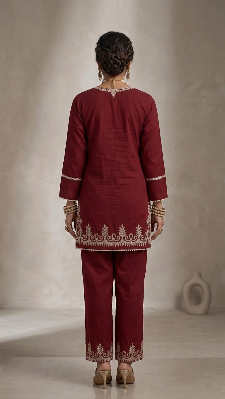 Designer Dabu Cotton Co-ords With Kashmiri Work