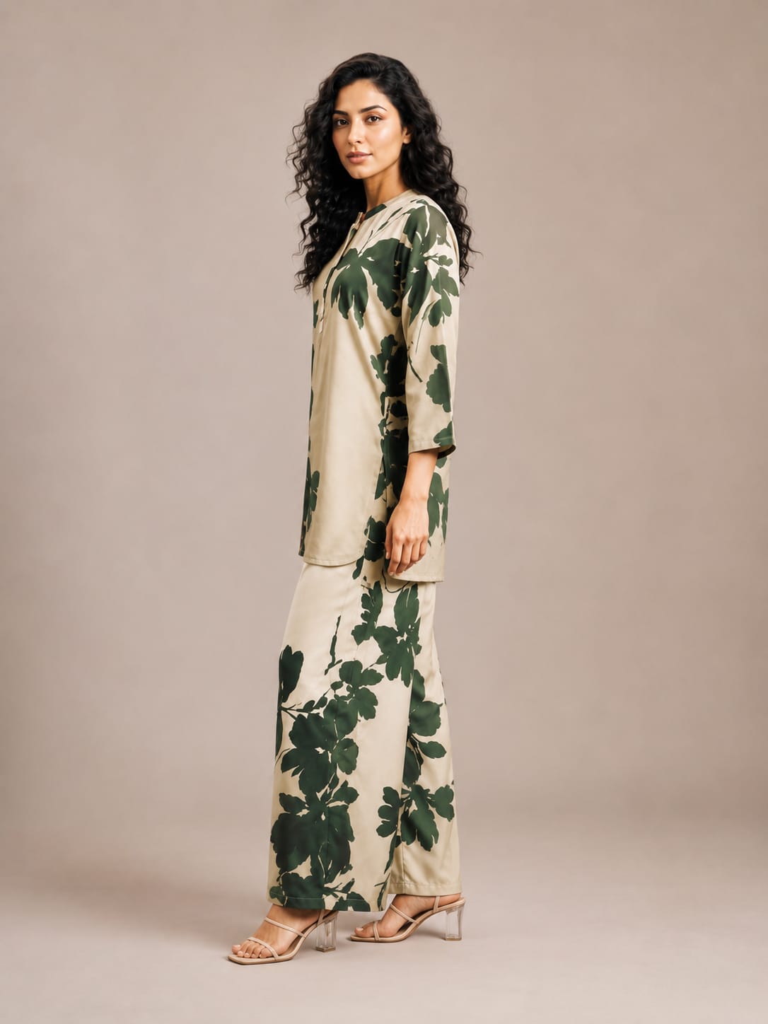 Misty Petals Designer Brown Co-ord Set