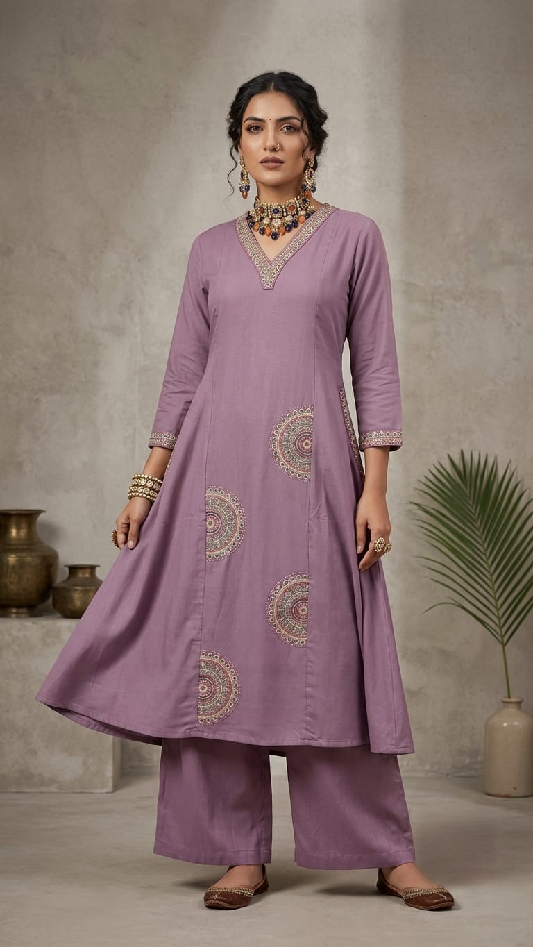 Designer Dabu Cotton A-line Co-ord set