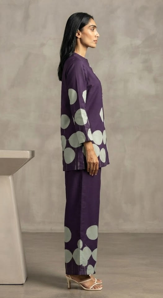 Midnight Bloom Premium Purple Viscose Co-ord Set