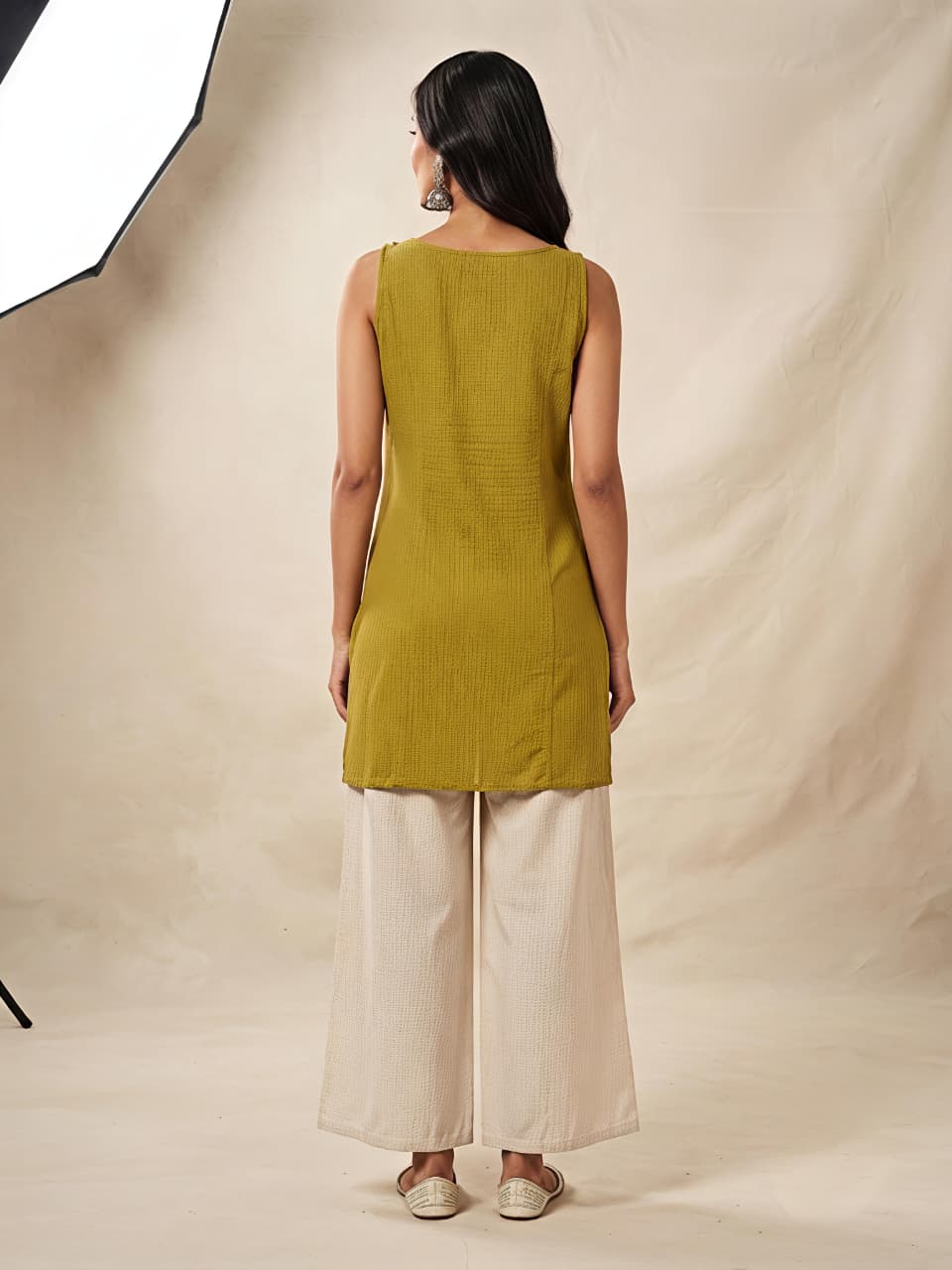 Roohani Mustard Ethnic Cotton Co-ord Set For Women