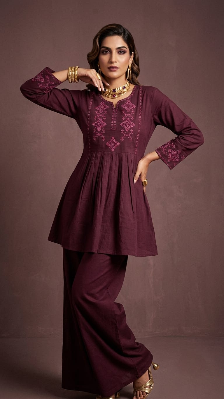 Designer Dabu Cotton frock style Co-ord set