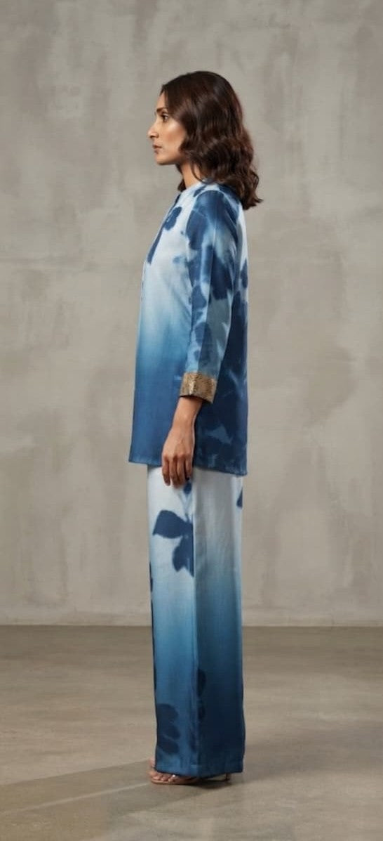 Misty Petals Designer Sky Blue Co-ord Set