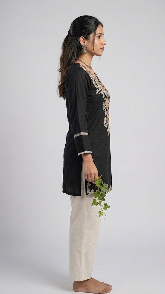 Designer Dabu Cotton Co-ord Set With Kashmiri Work