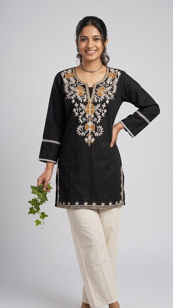 Designer Dabu Cotton Co-ord Set With Kashmiri Work