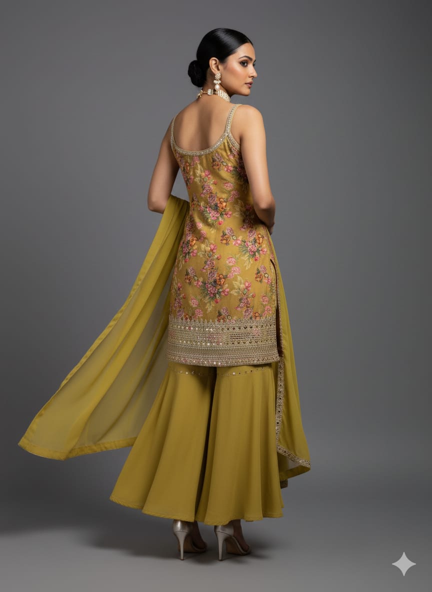 DESIGNER SHORT SHARARA SUIT
