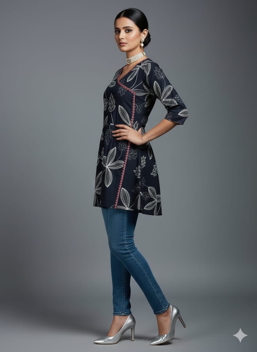 PRINTED REYON SHORT KURTI