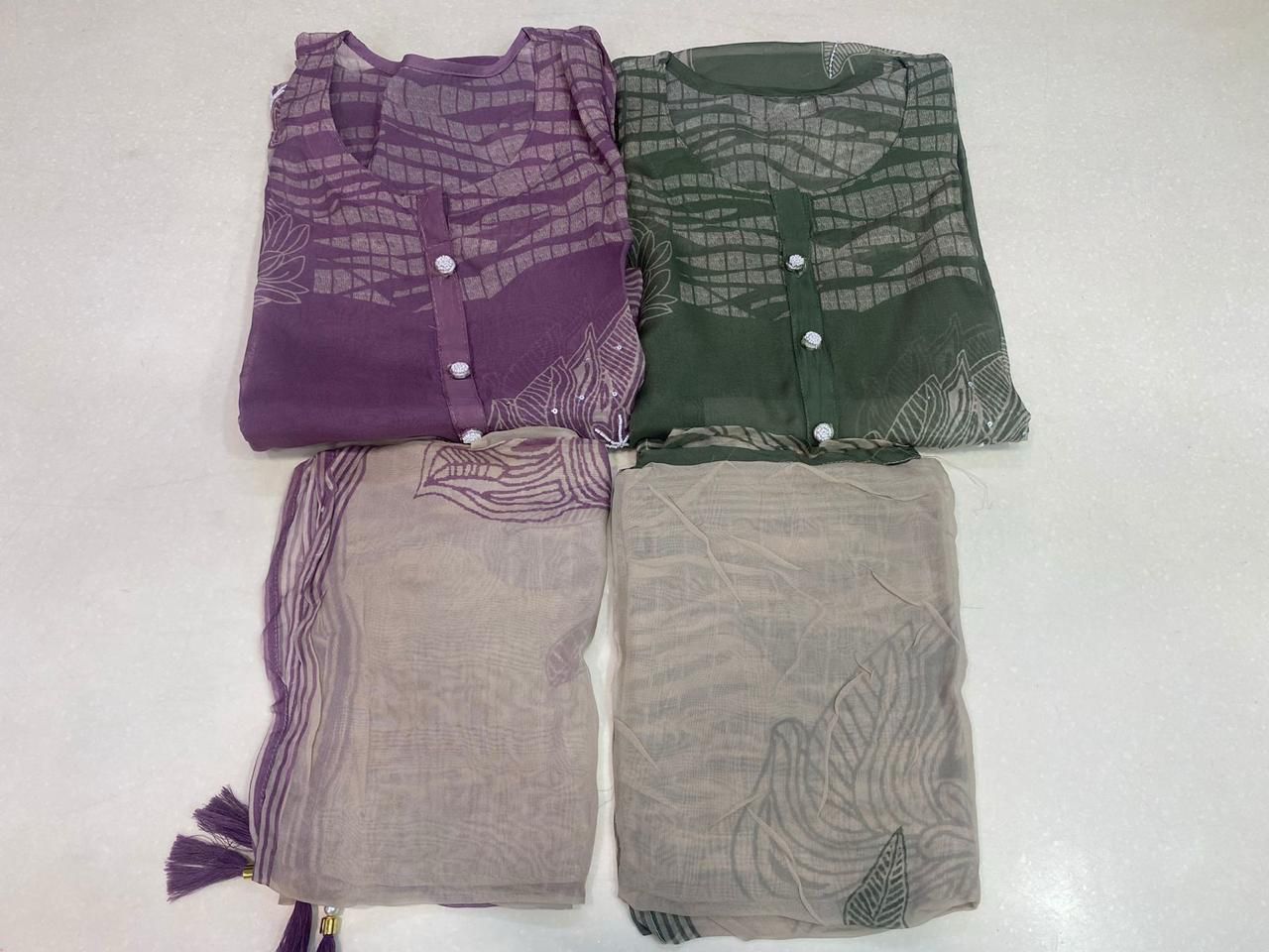 UNSTITCHED 3-PIECE ORGANZA SUIT )