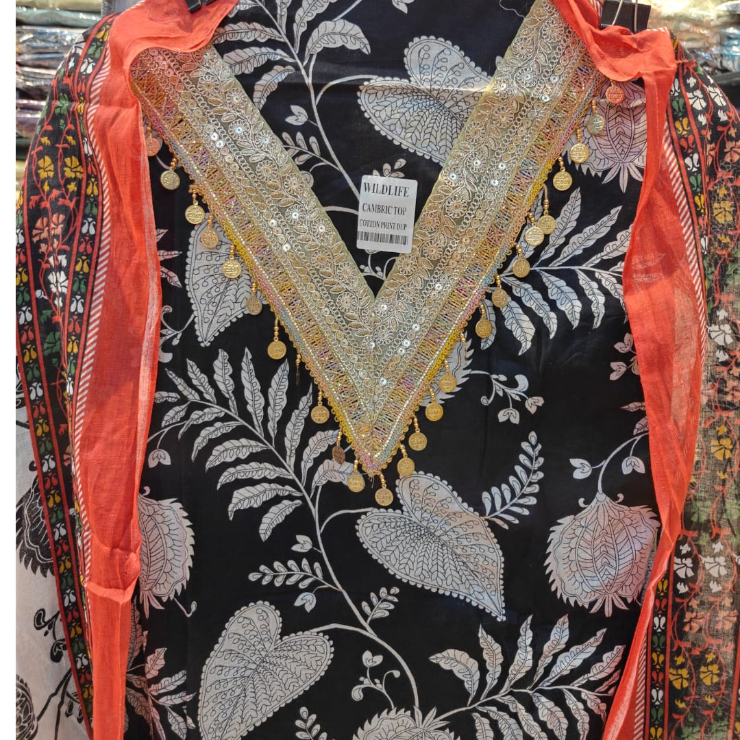 UNSTITCHED 3-PIECE KALAMKARI SUIT