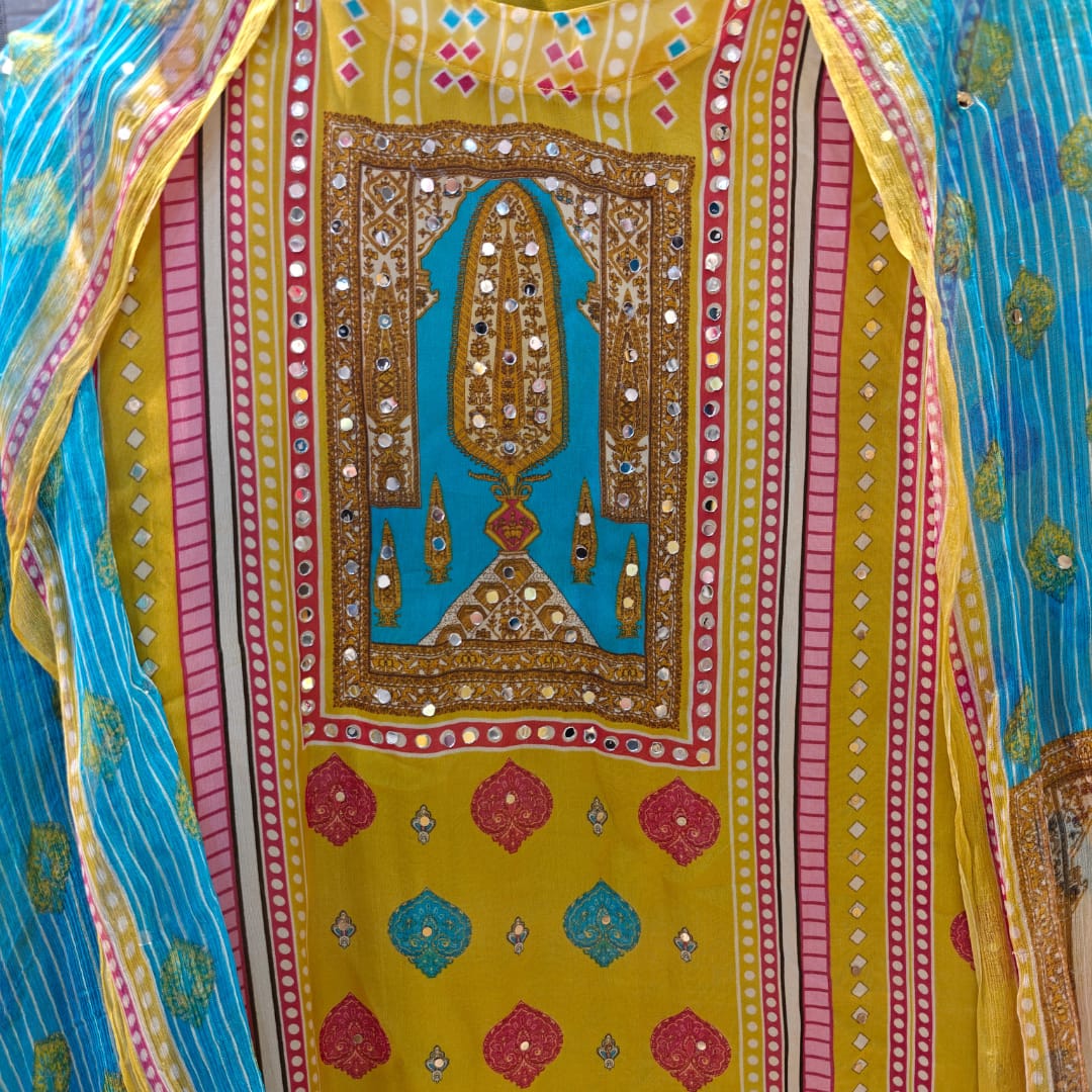 UNSTITCHED 3-PIECE ORGANZA SUIT