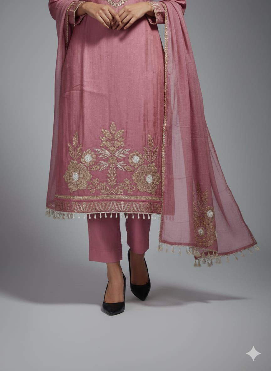 DESIGNER 3-PIECE SHIMMER  GOTA PATTI WORK SUIT