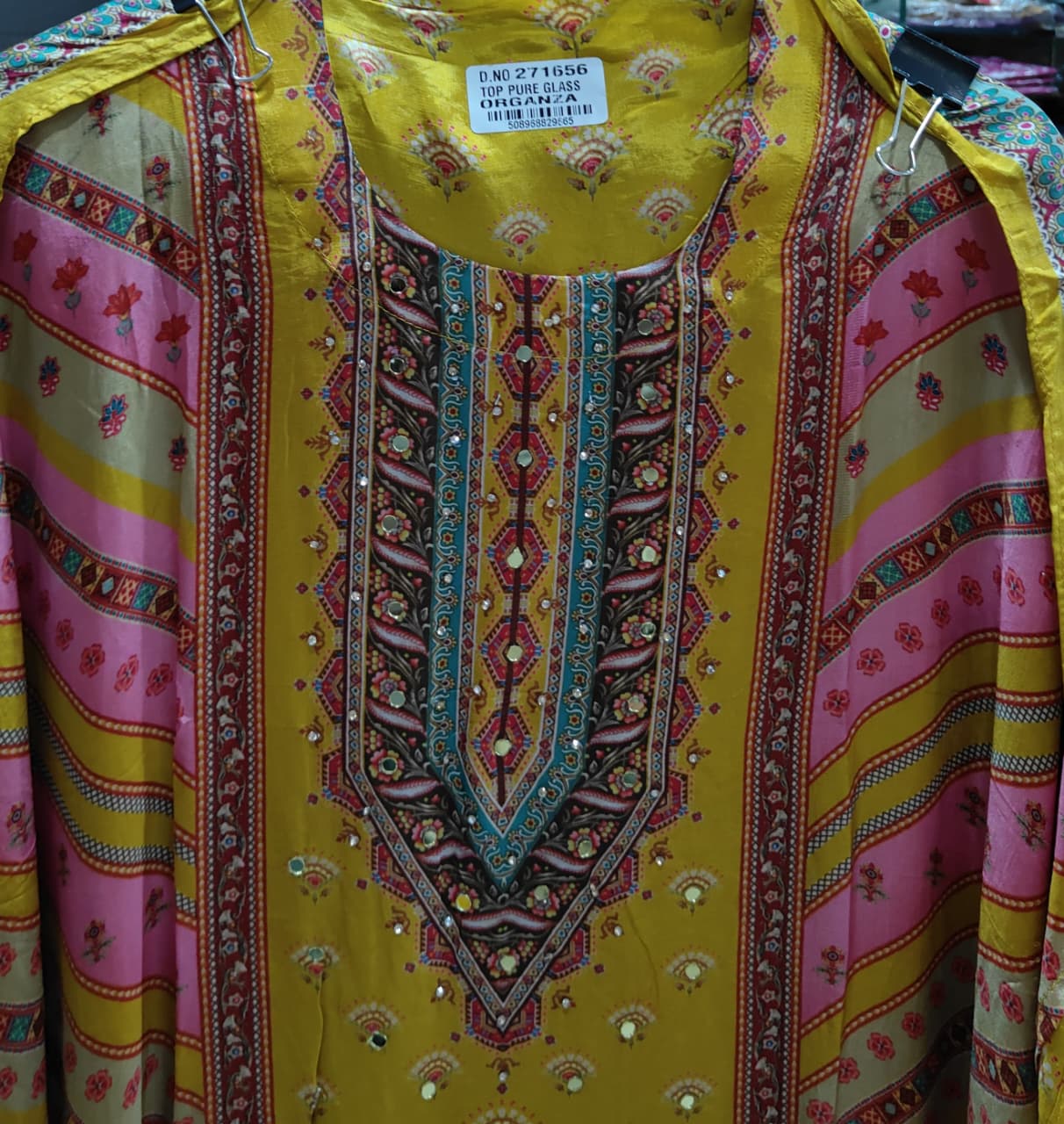 UNSTITCHED 3-PIECE GLASS ORGANZA PREMIUM SUIT