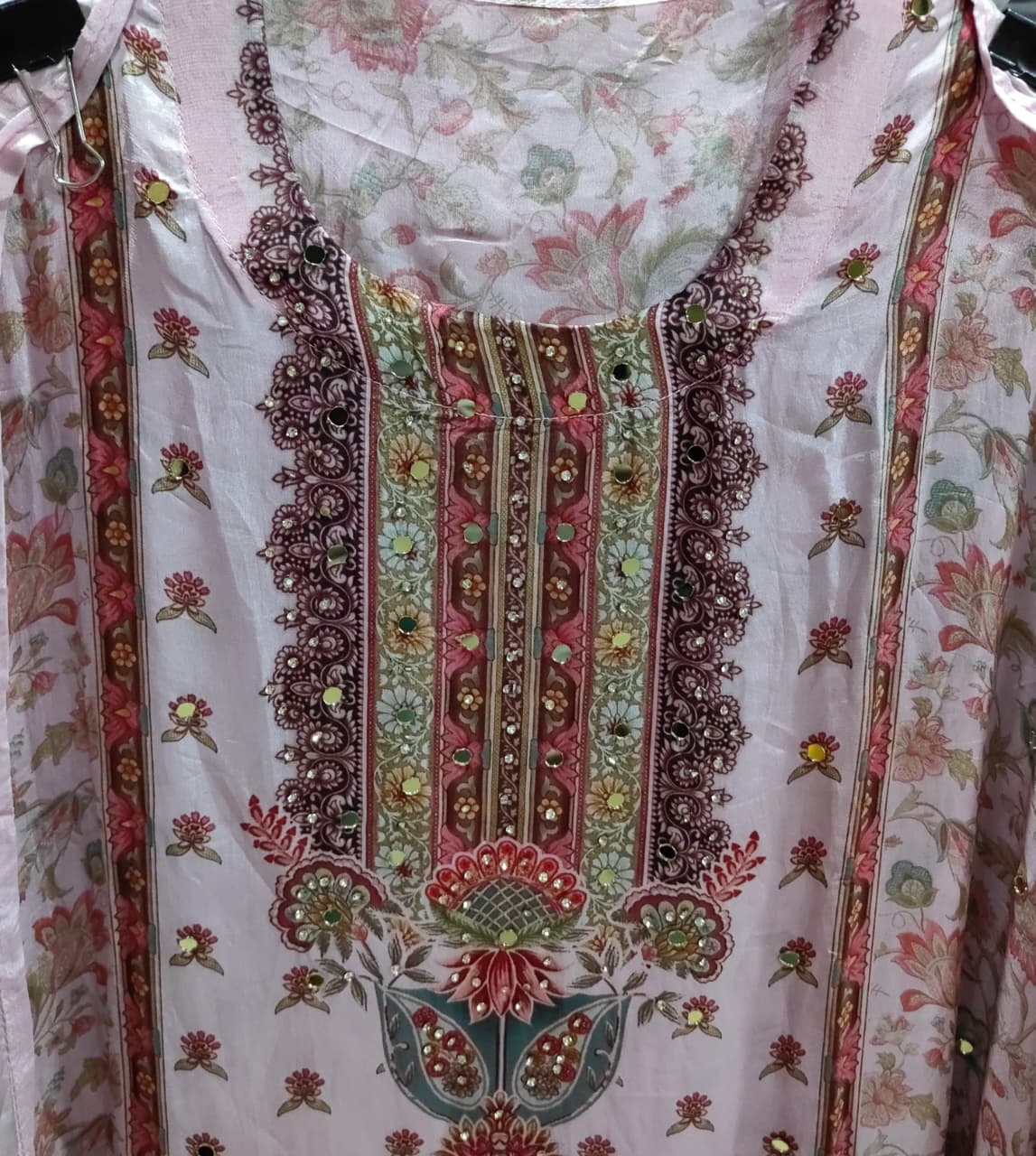 UNSTITCHED 3-PIECE GLASS ORGANZA SUIT