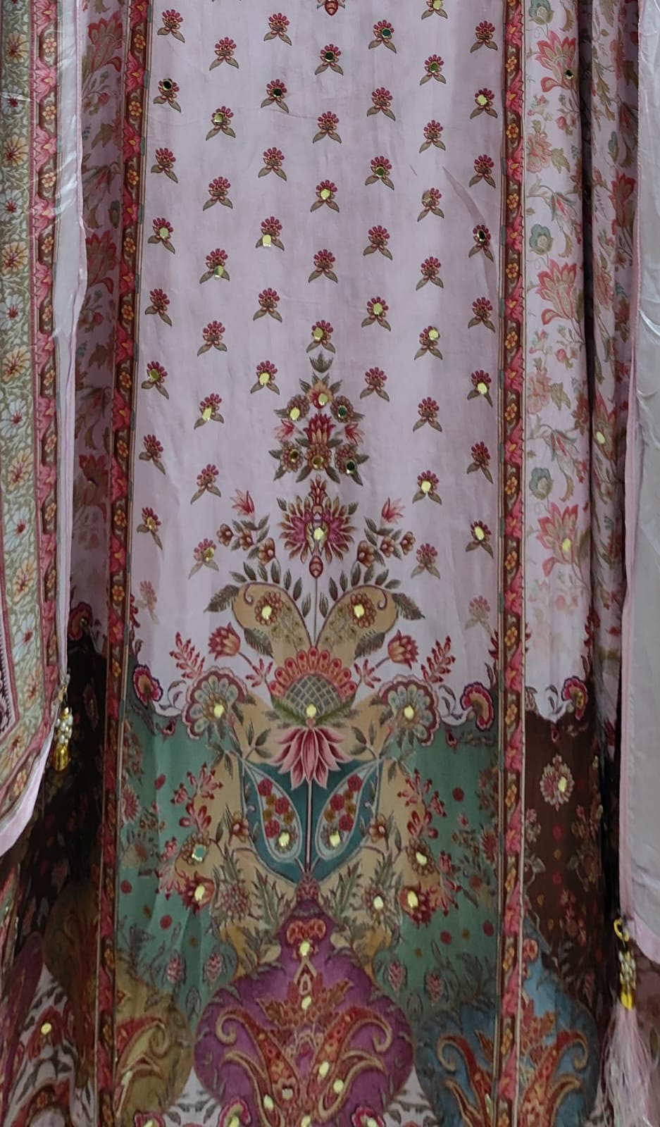 UNSTITCHED 3-PIECE GLASS ORGANZA SUIT