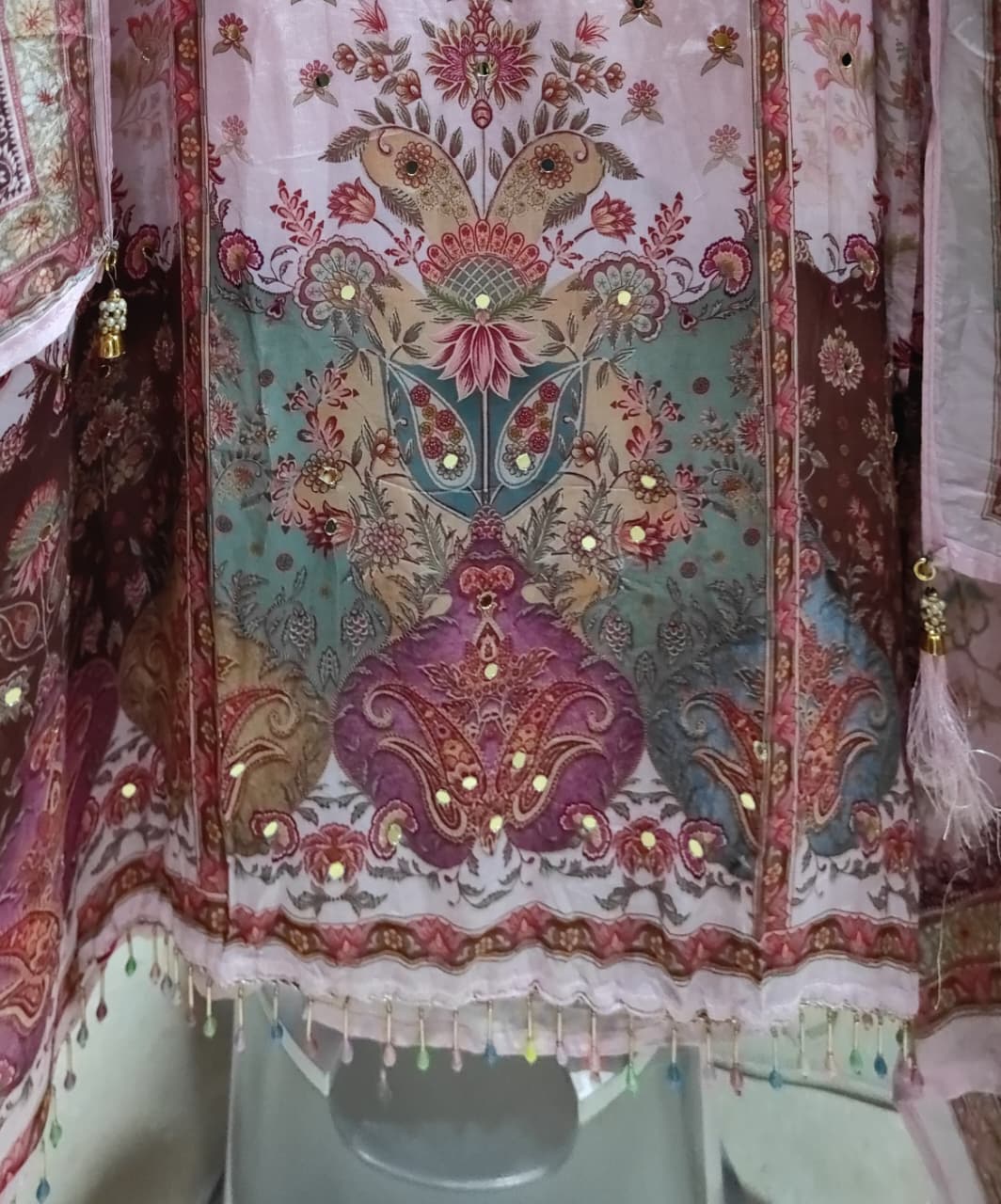 UNSTITCHED 3-PIECE GLASS ORGANZA SUIT