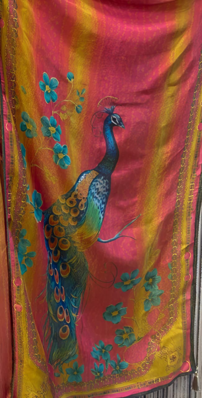 UNSTITCHED 3-PIECE SHIMMER SILK DESIGNER SUIT