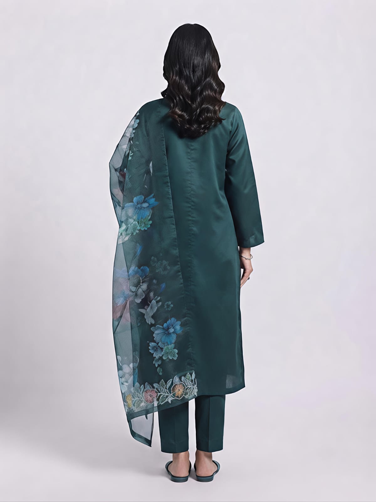 Emerald Green Blossom Embroidered Suit Set