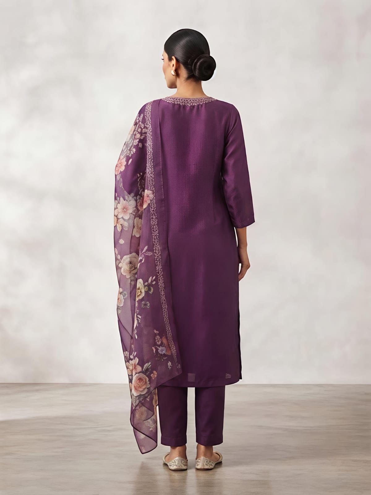 Purple Blossom Designer Embroidered Suit Set for Women