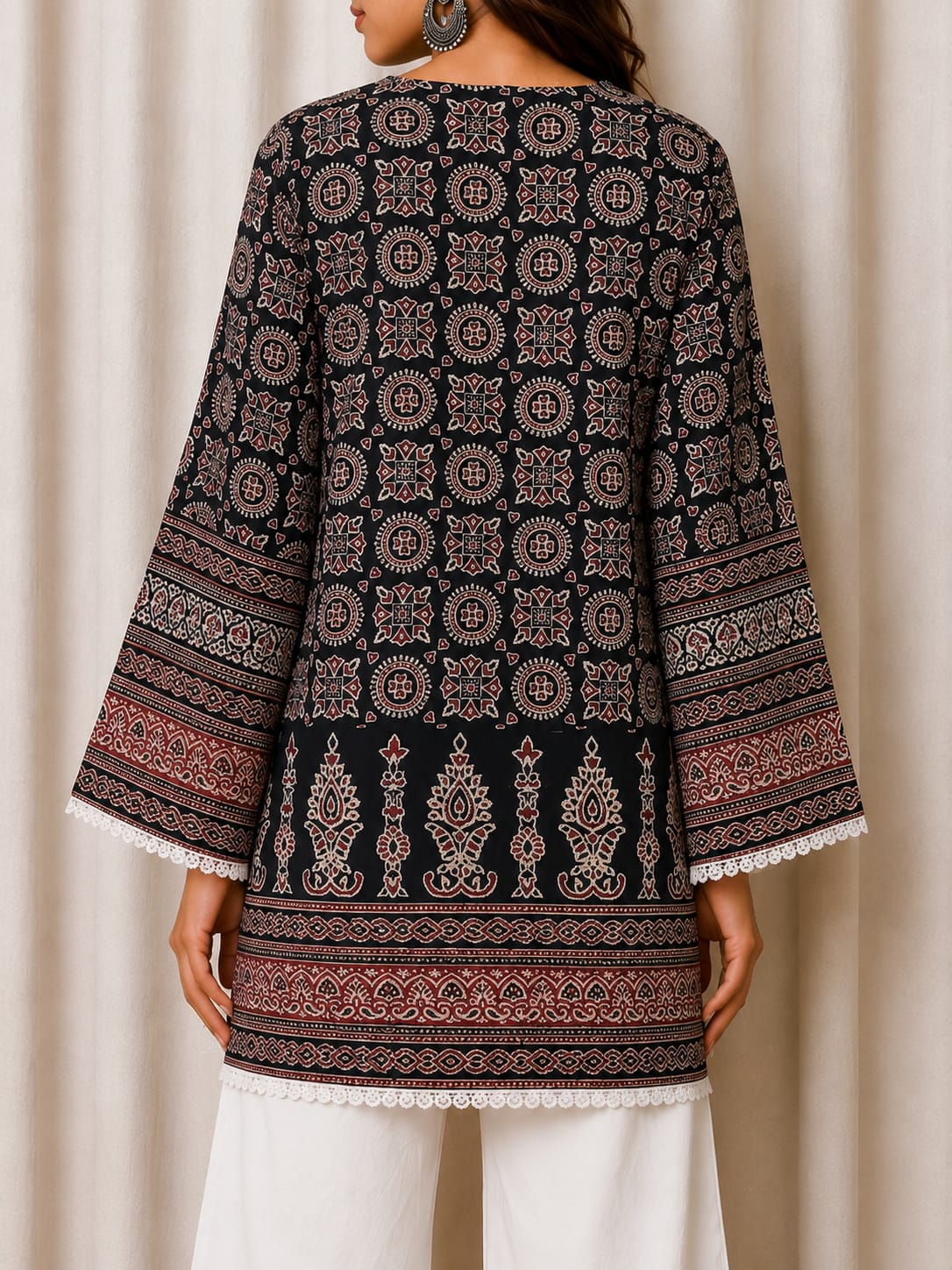 Midnight Heritage Ajrak Cotton Kurti for Women