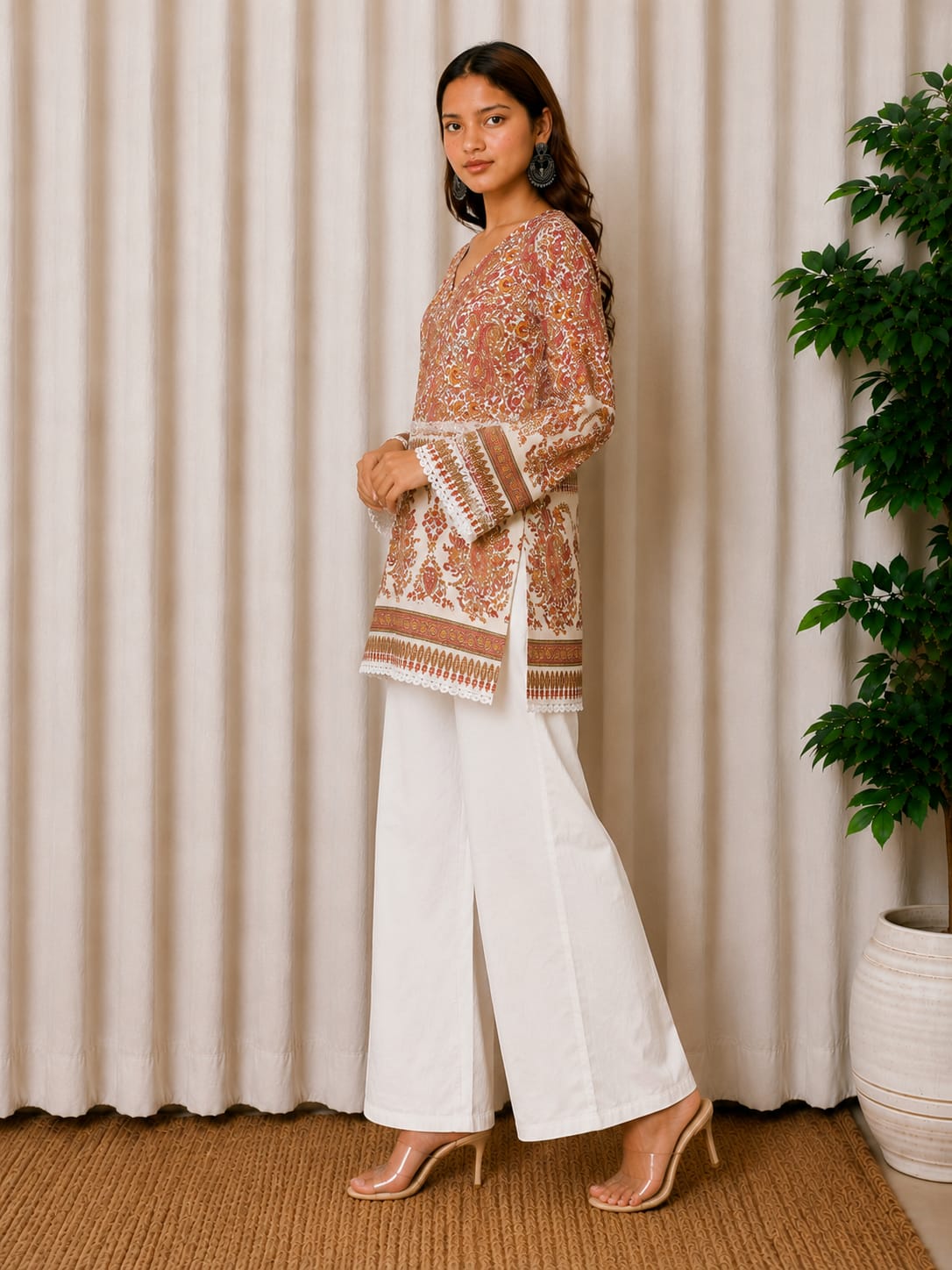 Rustic Bloom Ajrak Cotton Kurti