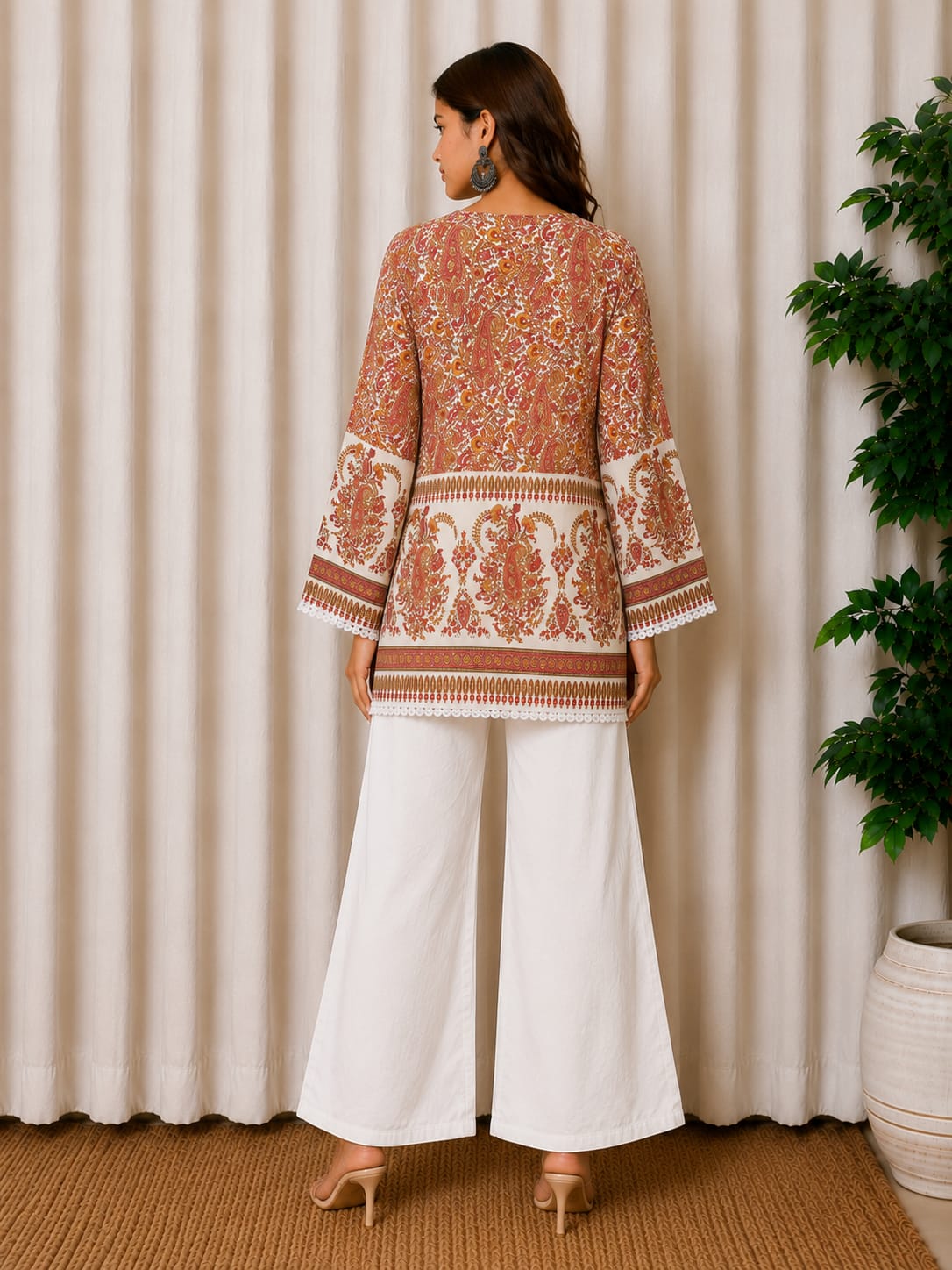Rustic Bloom Ajrak Cotton Kurti