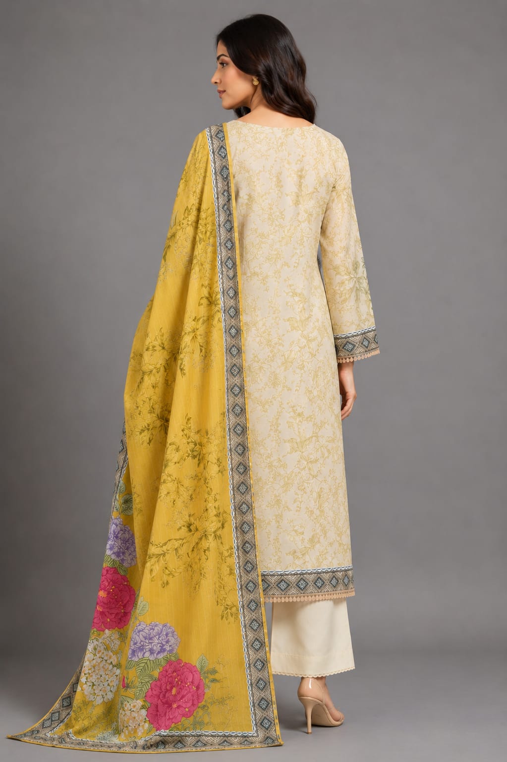 Sunlit Floral Muslin Digital Print Unstitched Suit Set for Women | Unstitched Fabric, Suit Set