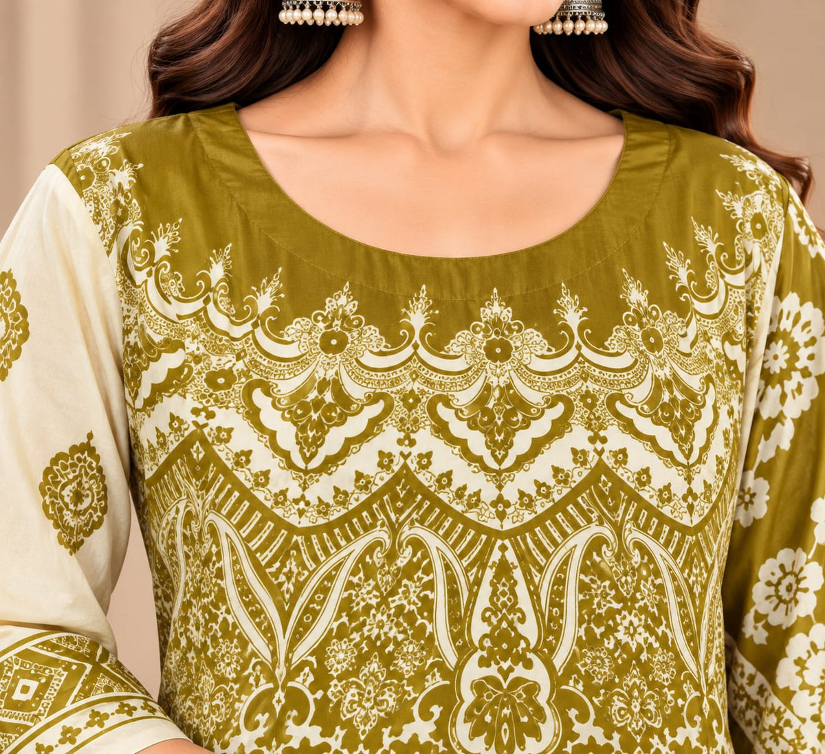 Premium Olive Green Gajji Silk Readymade Suit Set with Ethnic Printed Dupatta for Women