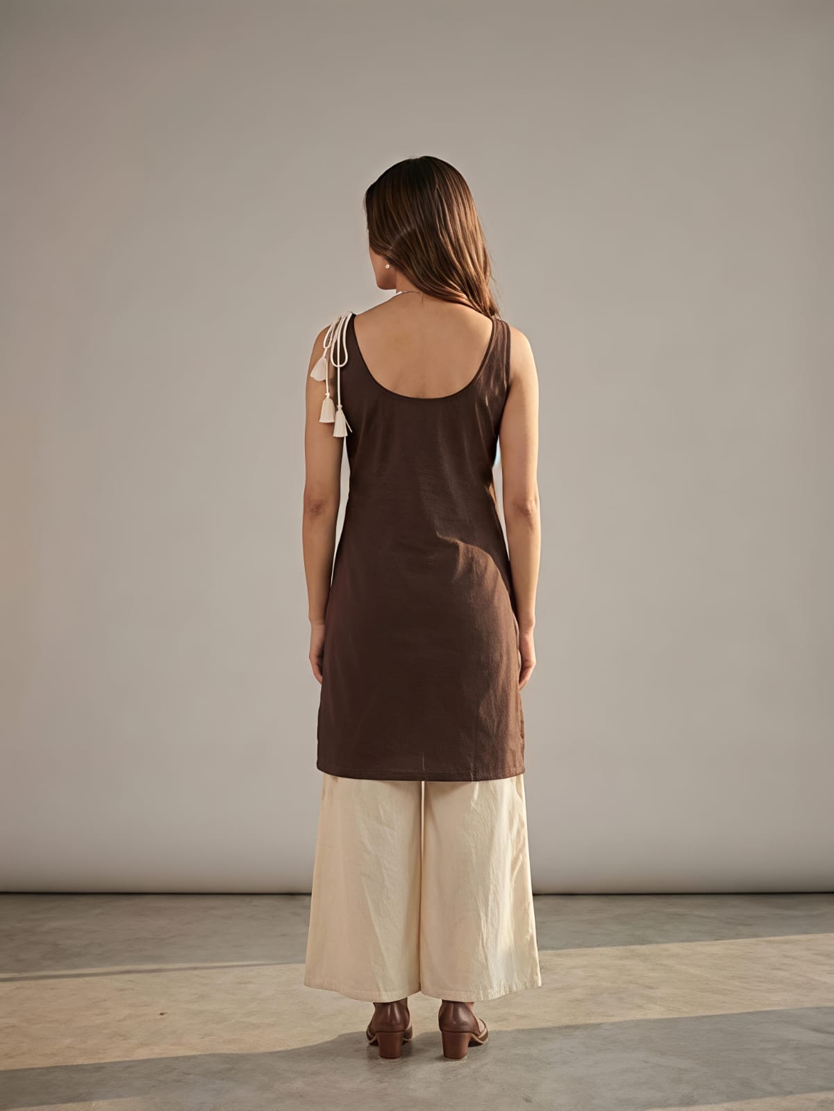 Roohani Brown Ethnic Cotton Co-ord Set For Women
