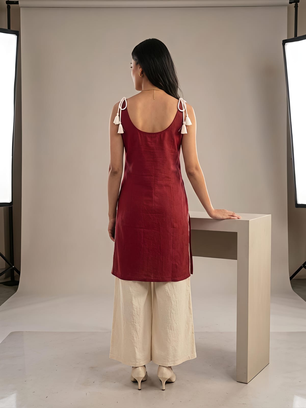 Roohani Rust Orange Ethnic Cotton Co-ord Set For Women