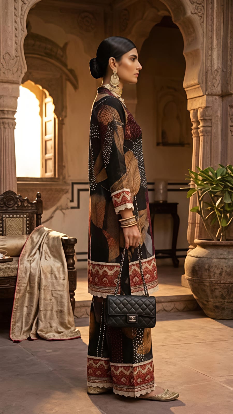 Designer Rayon Black Farshi style Co-ord Set