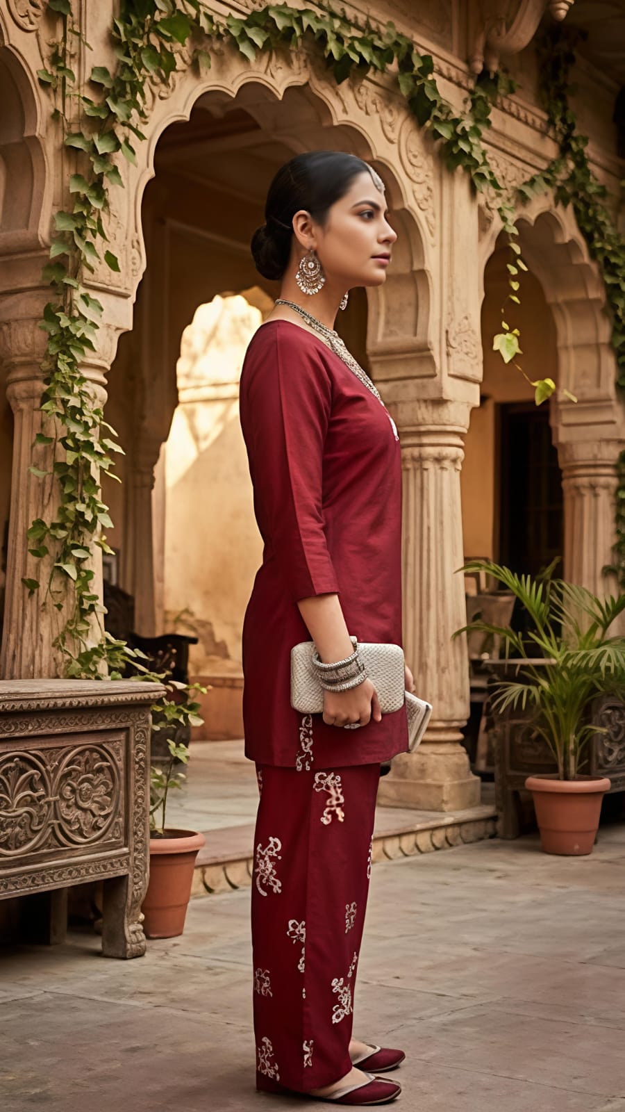 Designer Dabu Cotton Red Co-ord Set