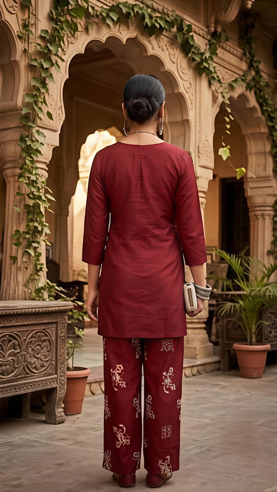 Designer Dabu Cotton Red Co-ord Set