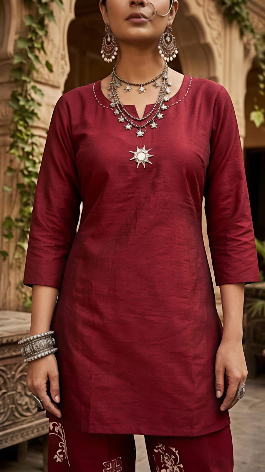 Designer Dabu Cotton Red Co-ord Set