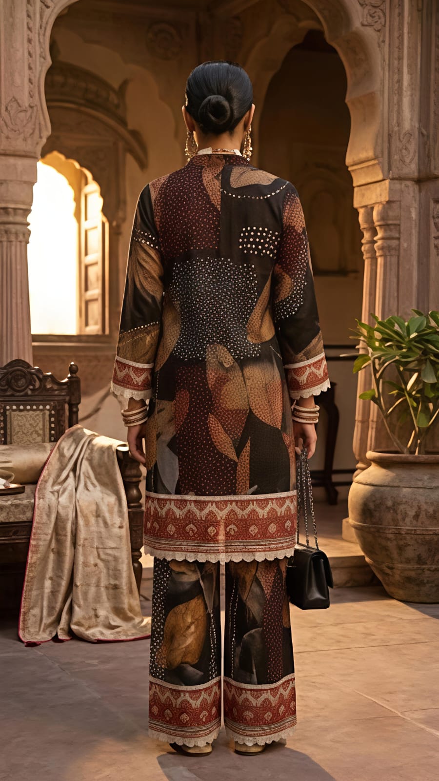 Designer Rayon Black Farshi style Co-ord Set