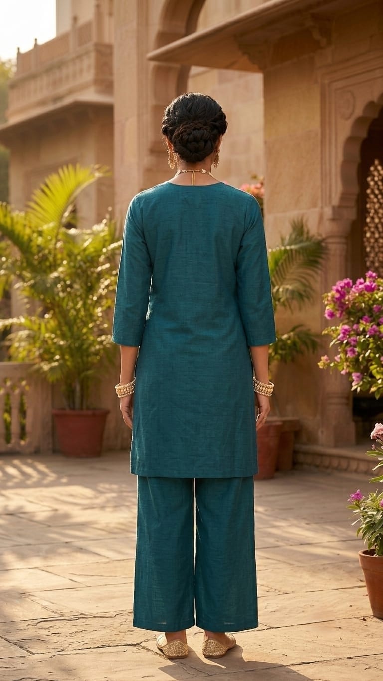 Designer Dabu Cotton Blue Khadi style Co-ord Set