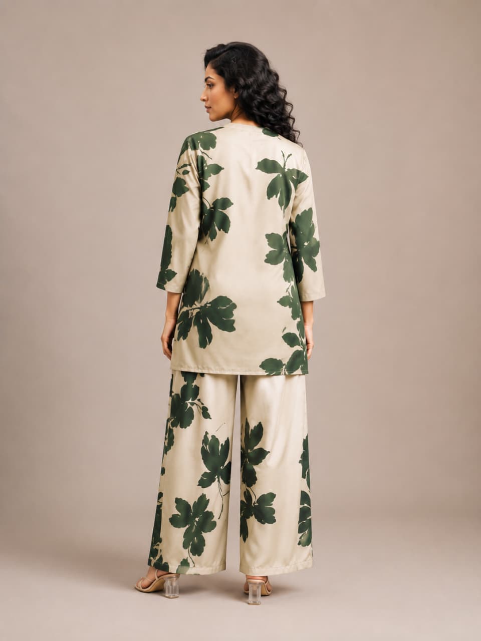 Misty Petals Designer Brown Co-ord Set