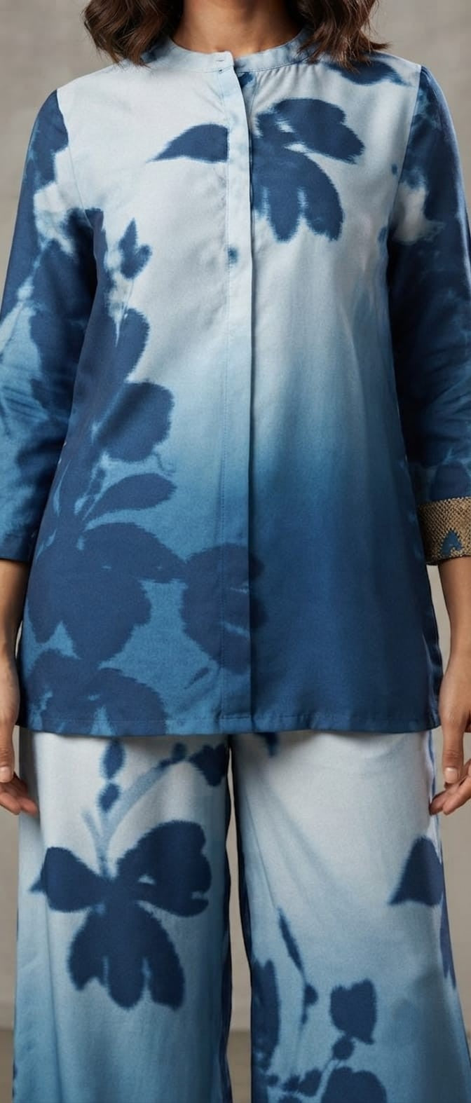 Misty Petals Designer Sky Blue Co-ord Set