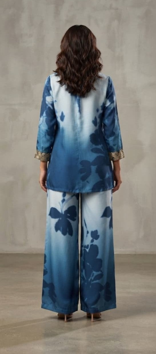 Misty Petals Designer Sky Blue Co-ord Set