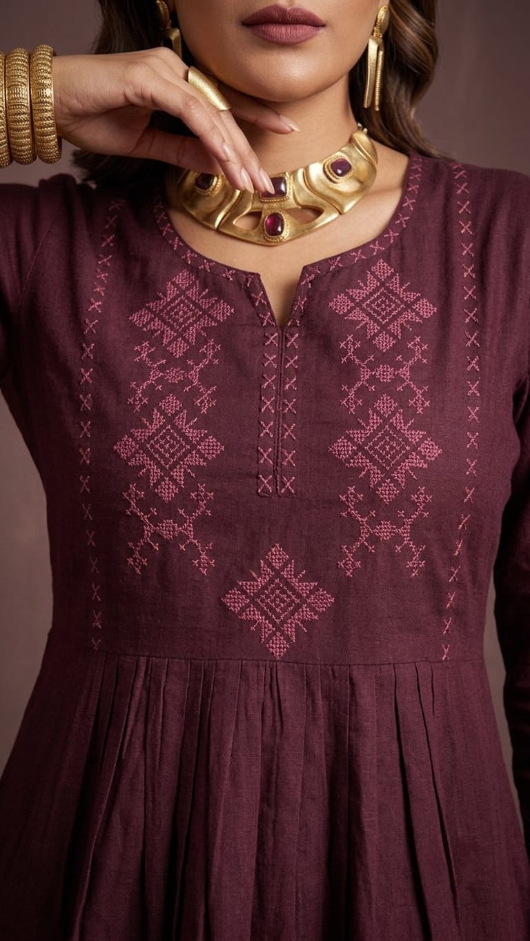Designer Dabu Cotton frock style Co-ord set