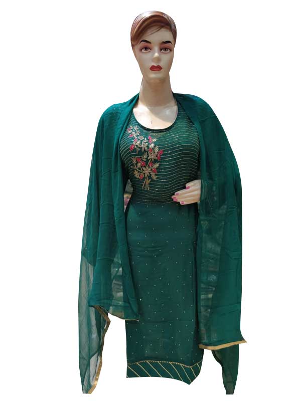 Green crape silk Designer thread Work Salwar Suit