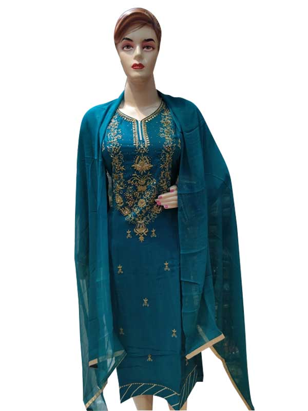 Green crape silk Designer thread Work Salwar Suit for Women