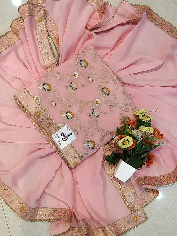 Designer Pink Color Chiffon Suit - Online Arihant Fashion
