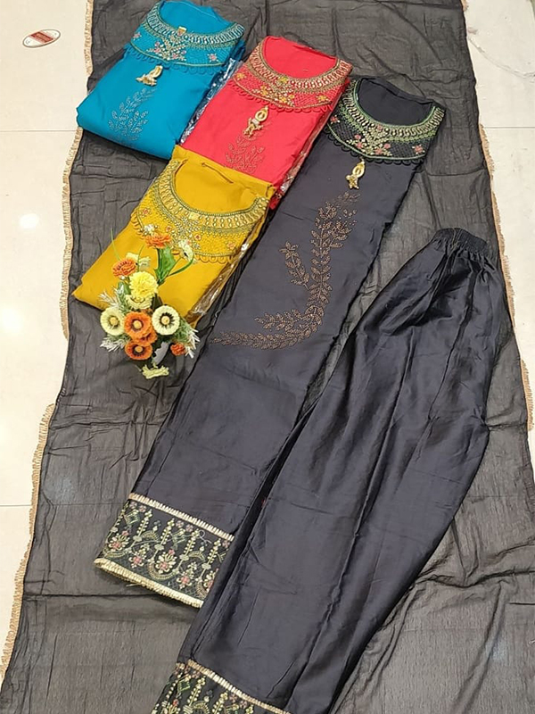 Iron Color Jaam Cotton Suit With Dupatta - Online Arihant Fashion