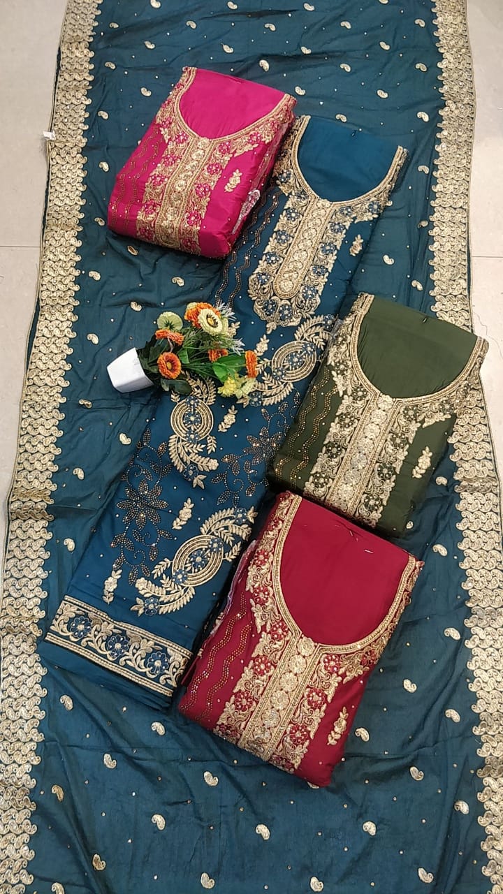 Heavy jaam Cotton Suit with heavy handwork with dupatta