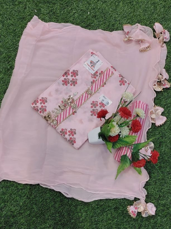 Light Pink Silk Suit WIth Cotton Salwar and Dupatta
