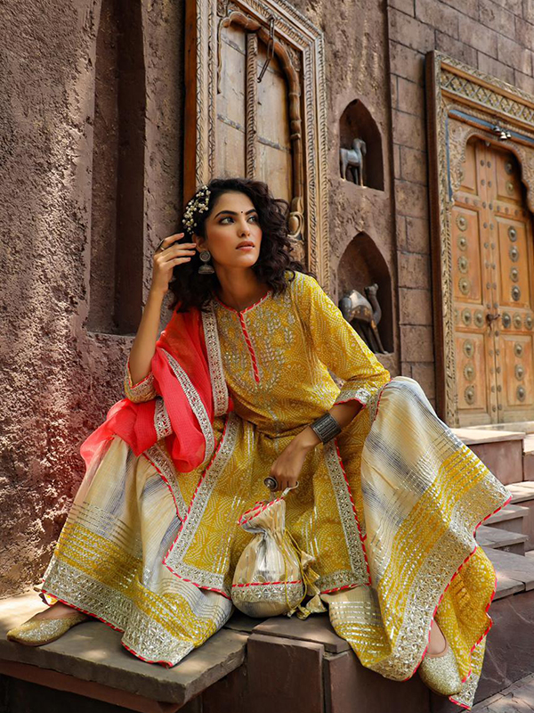 Yellow sharara suit for haldi | Yellow sharara, Maxi dress, Yellow sharara  suits