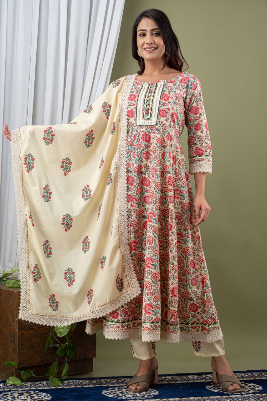 Cotton Frock Suit Pant Set Manufacturer Supplier from Jaipur India-thanhphatduhoc.com.vn