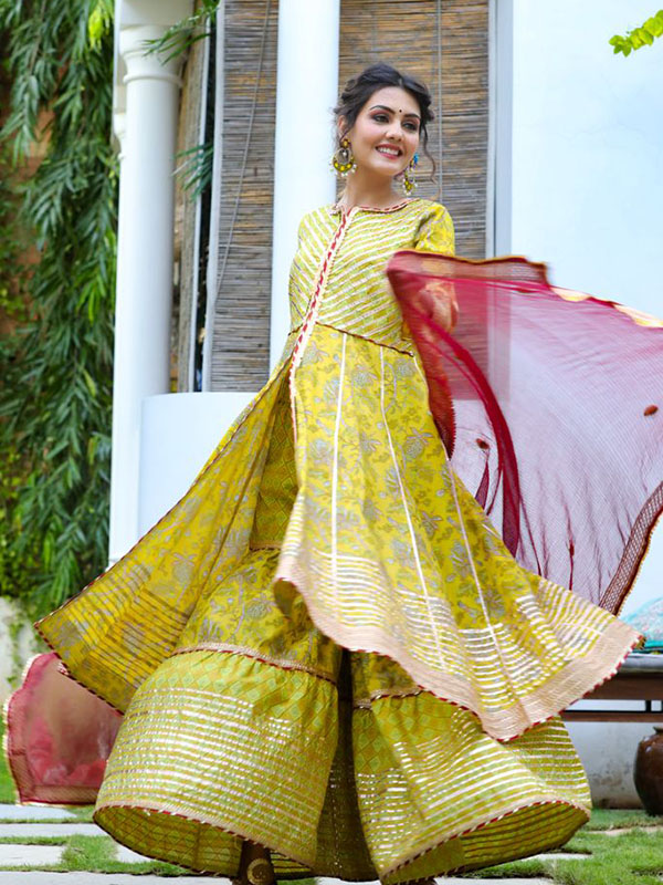 Buy Yellow Sharara Suit In Sharara With Sequins and Beadwork