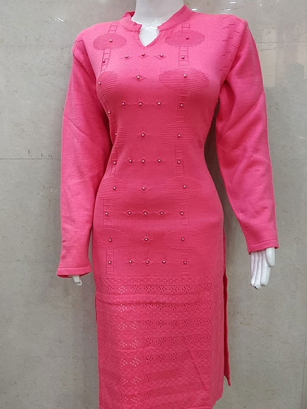 Designer light Pink Color Wolen Kurti for Women