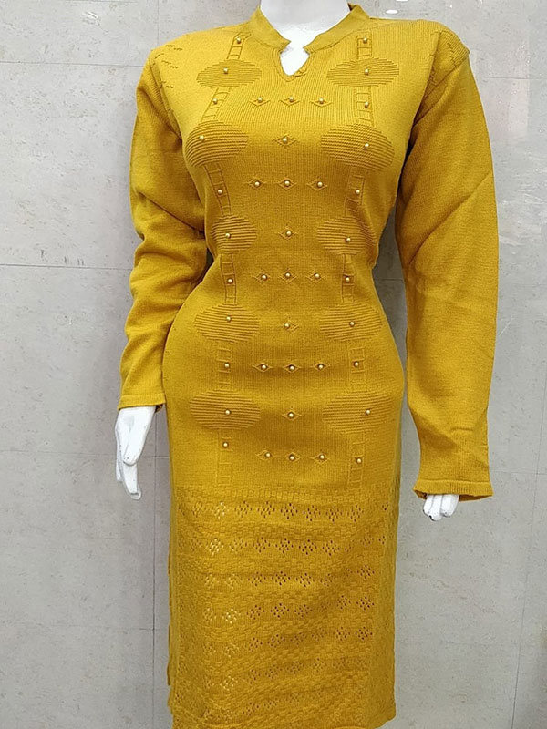 Designer Yellow Color Woolen Kurti for Women